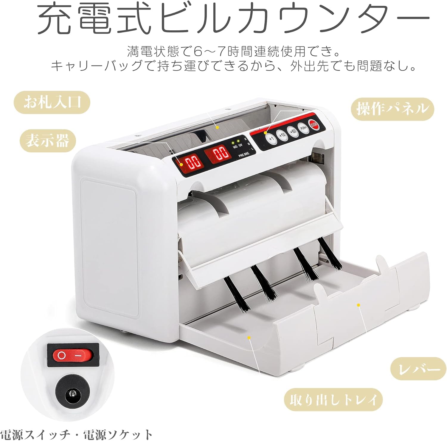 Amazon | お札カウンター 持ち運び ハンディカウンター 小型 充電式